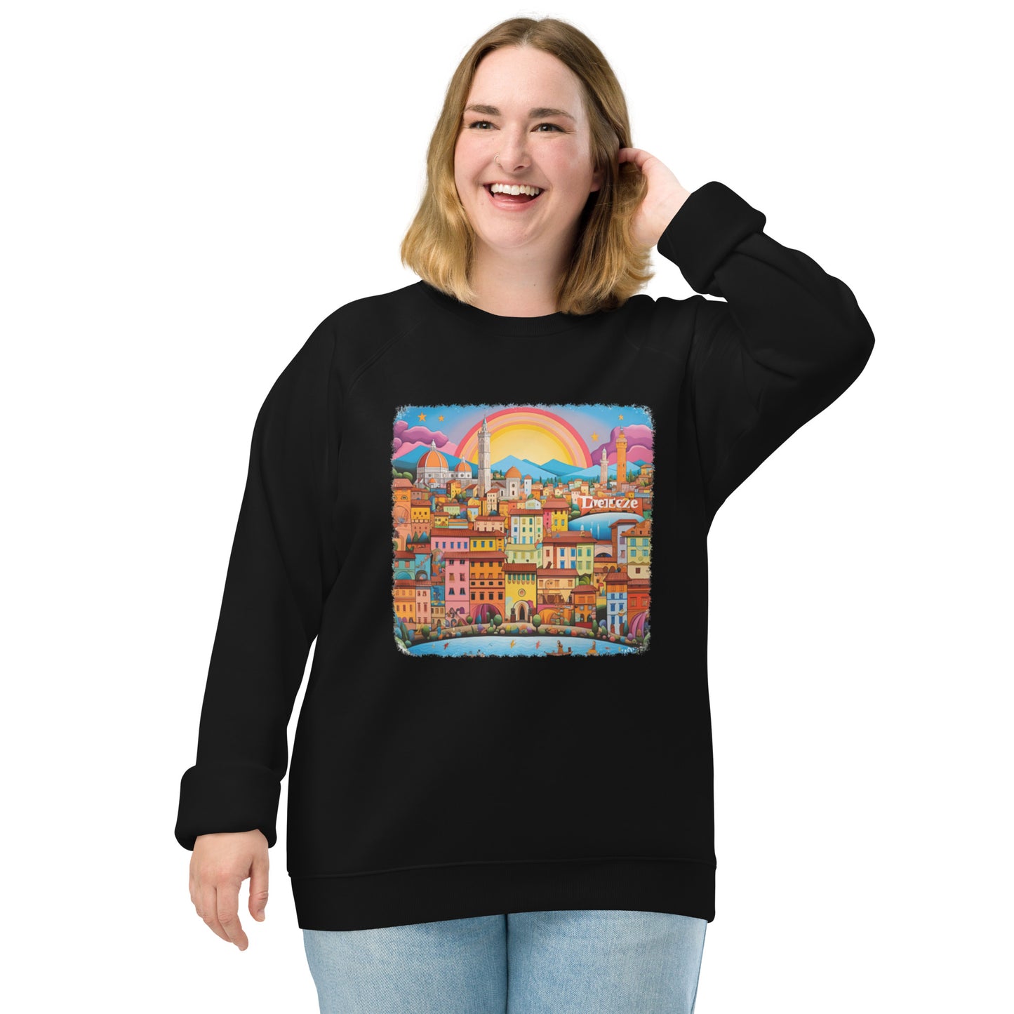 Sweatshirt écologique raglan unisexe : Au sommet de la Renaissance