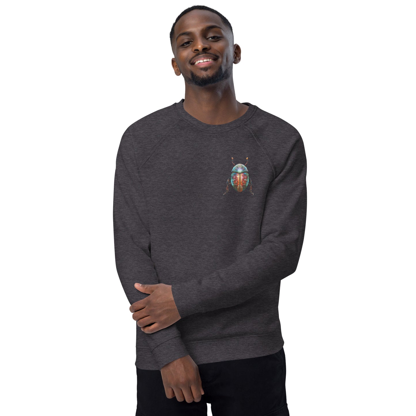 Sweatshirt écologique raglan unisexe : Scarabée égyptien