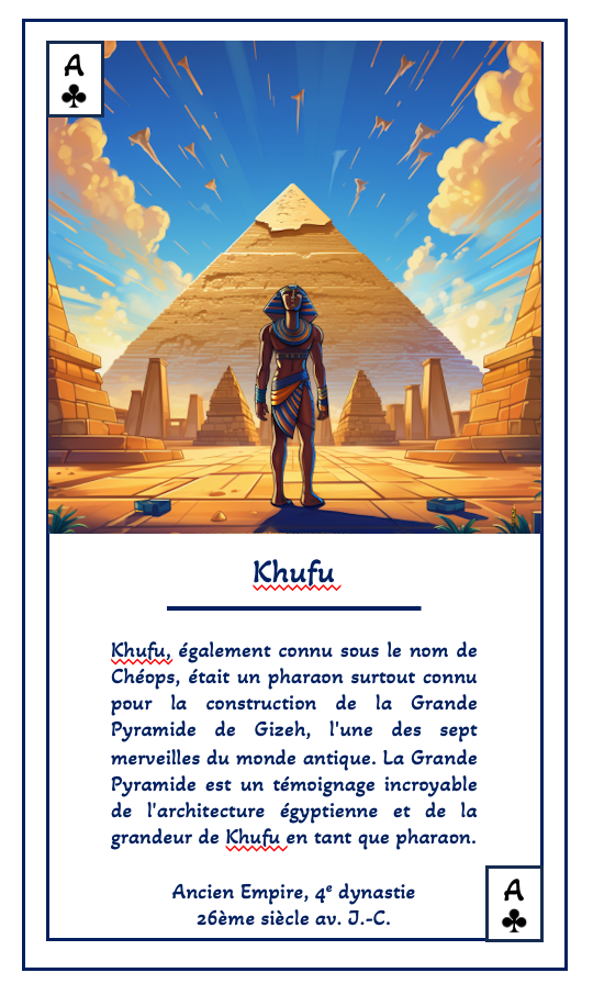 Jeu de 54 cartes : Retour en Égypte antique