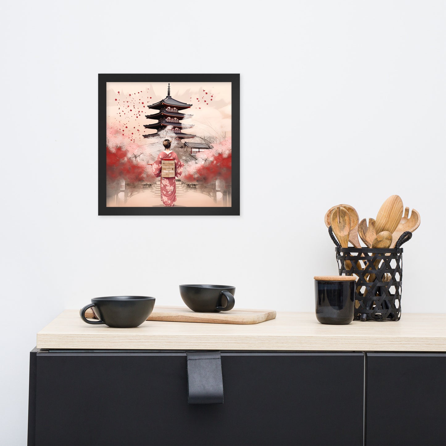 Tableau : Kyoto, Geisha en rose