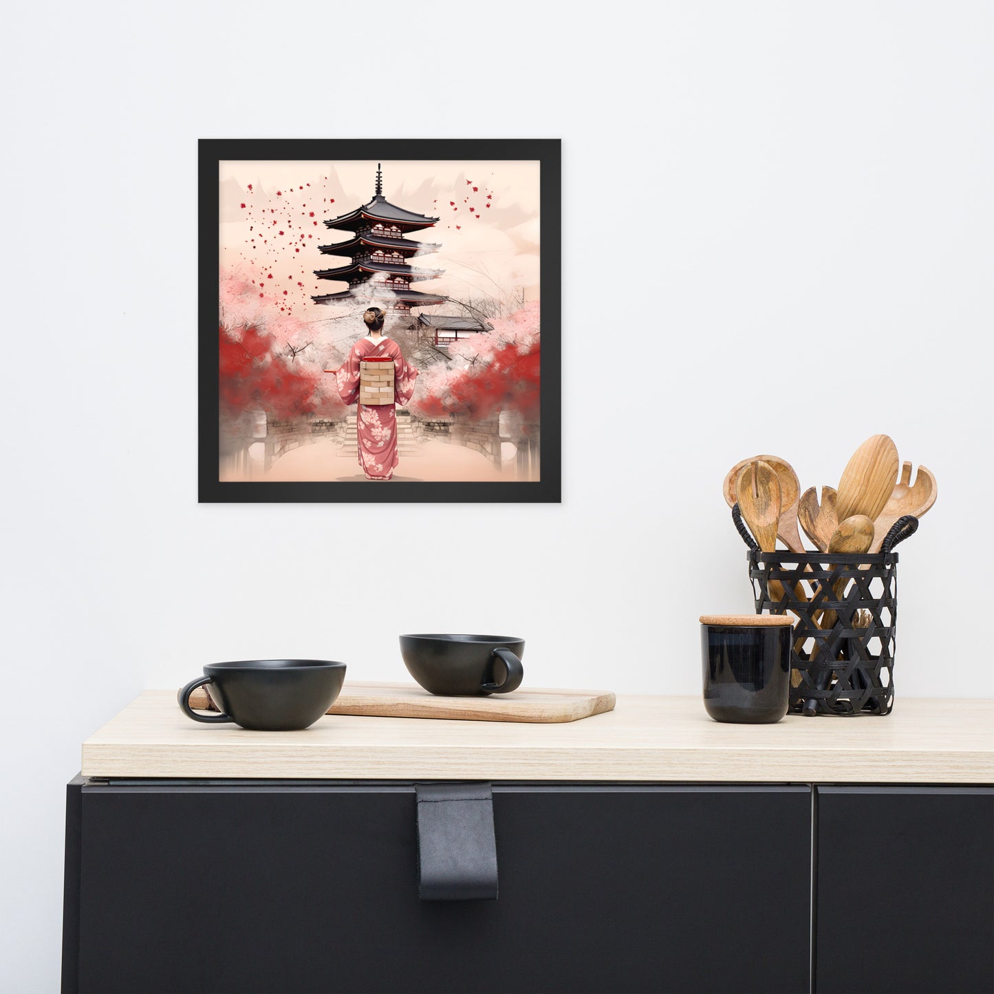 Tableau : Kyoto, Geisha en rose