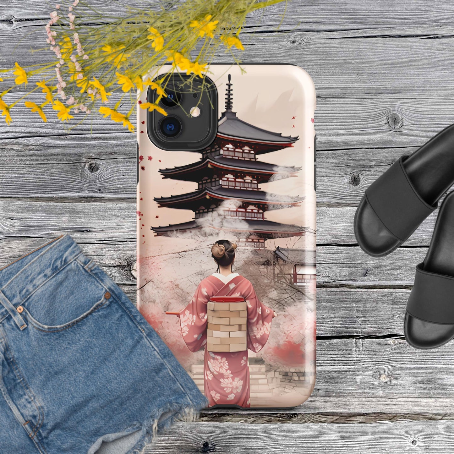 Coque d'iPhone® rigide : Kyoto, Geisha en rose