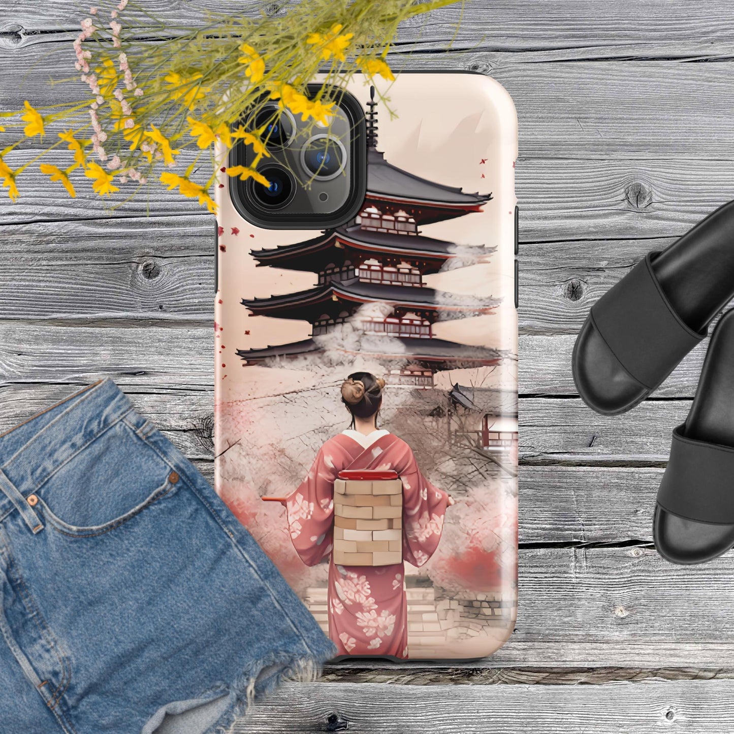 Coque d'iPhone® rigide : Kyoto, Geisha en rose