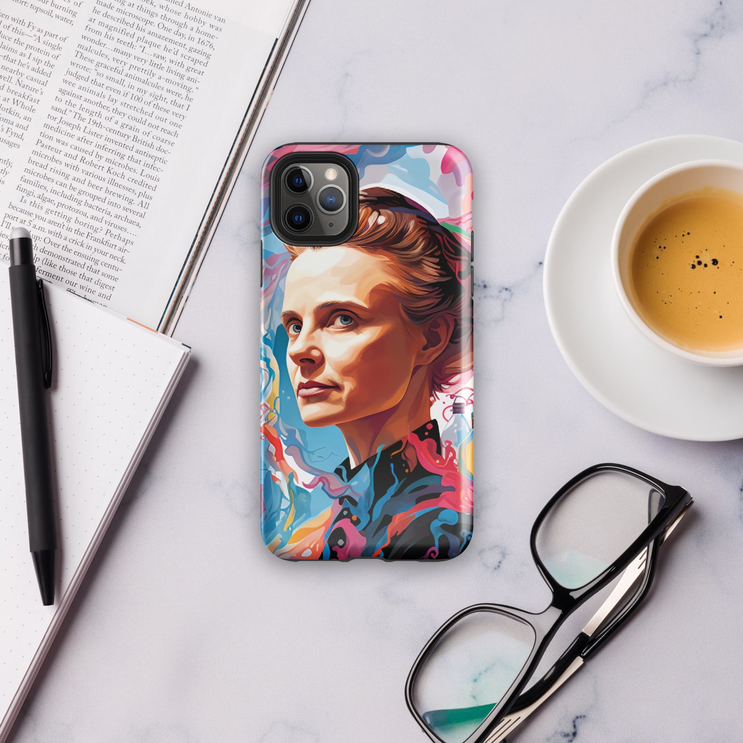 Coque d'iPhone® rigide : Marie Curie, rayonnement scientifique