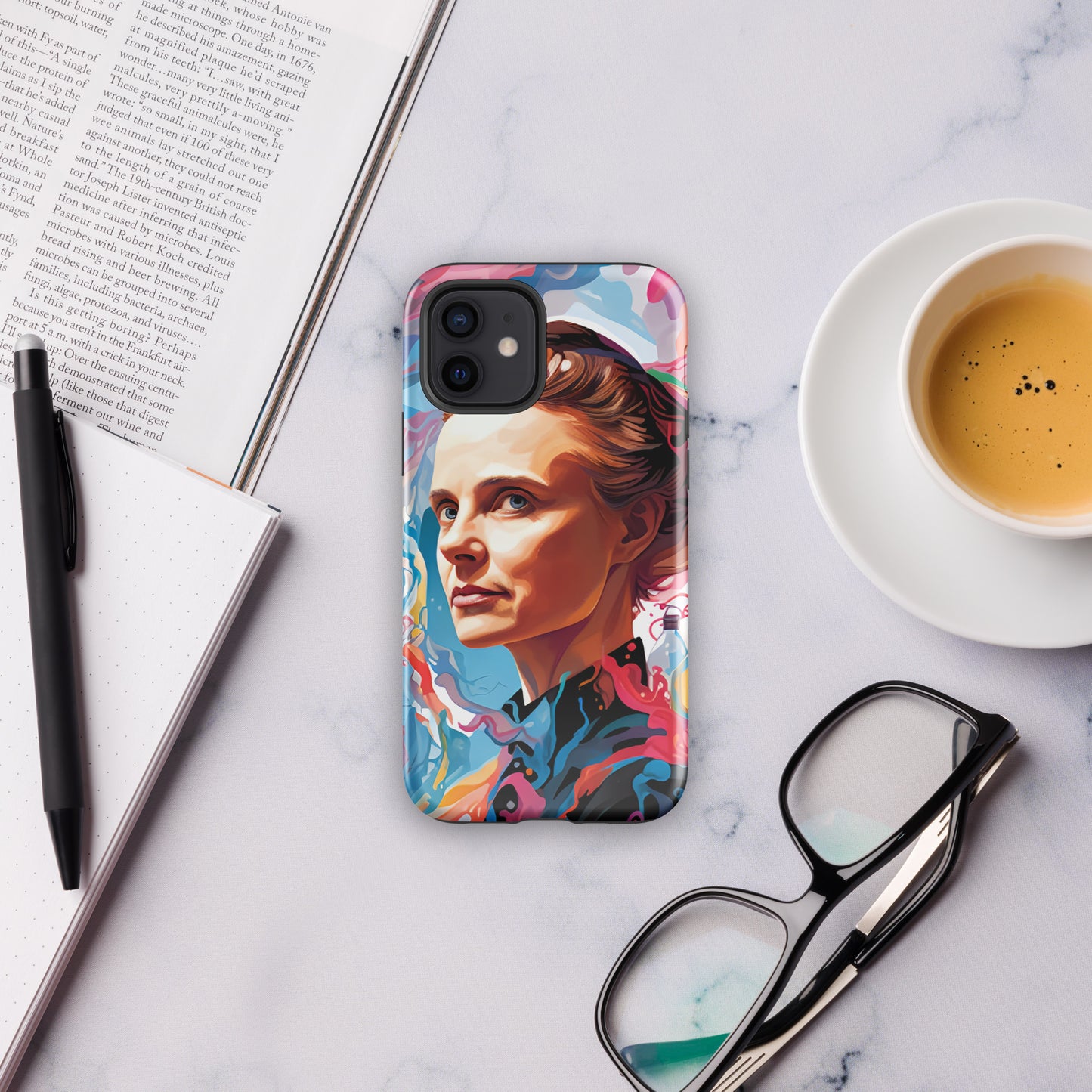 Coque d'iPhone® rigide : Marie Curie, rayonnement scientifique