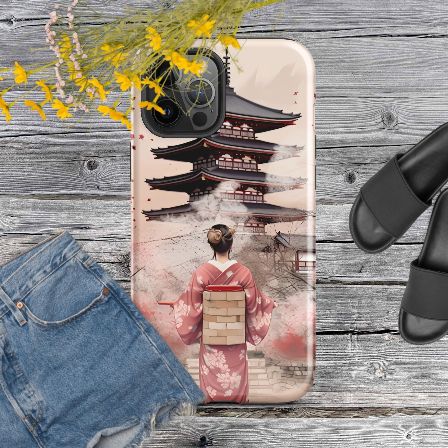 Coque d'iPhone® rigide : Kyoto, Geisha en rose