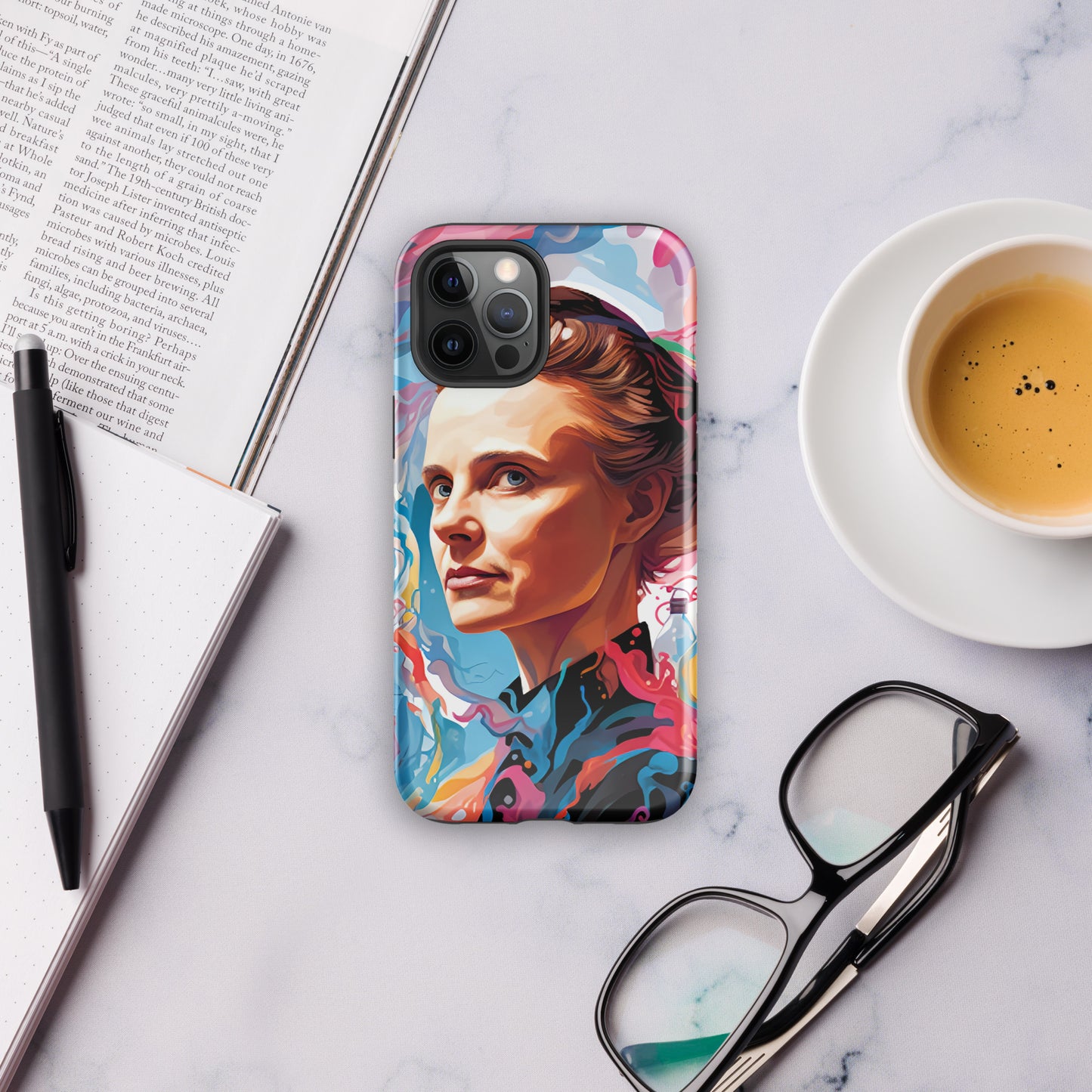 Coque d'iPhone® rigide : Marie Curie, rayonnement scientifique