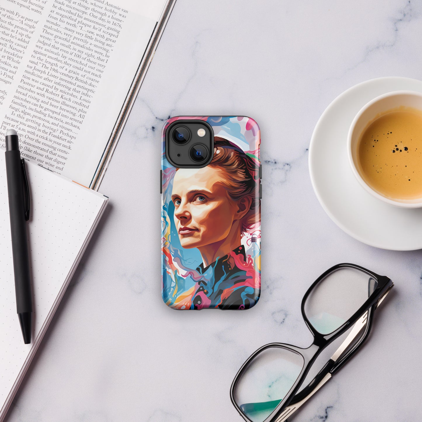 Coque d'iPhone® rigide : Marie Curie, rayonnement scientifique