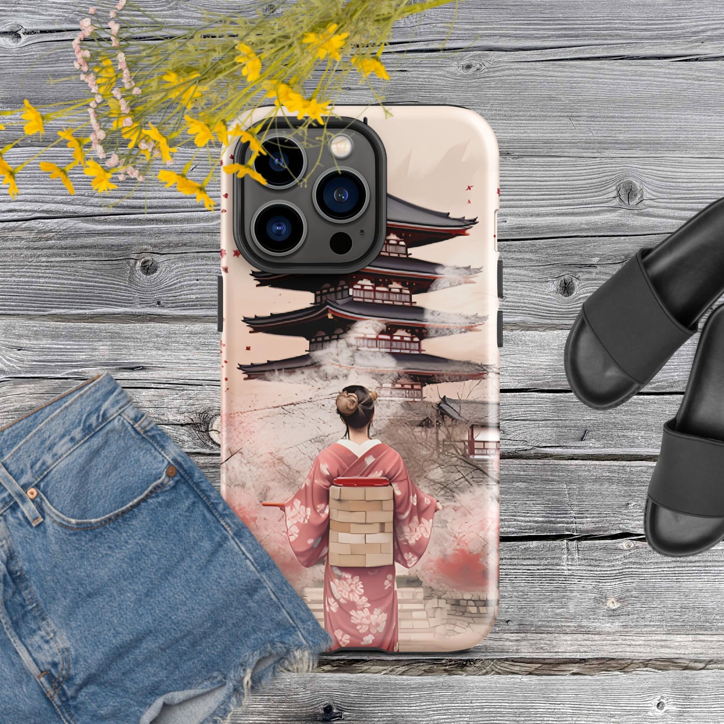 Coque d'iPhone® rigide : Kyoto, Geisha en rose