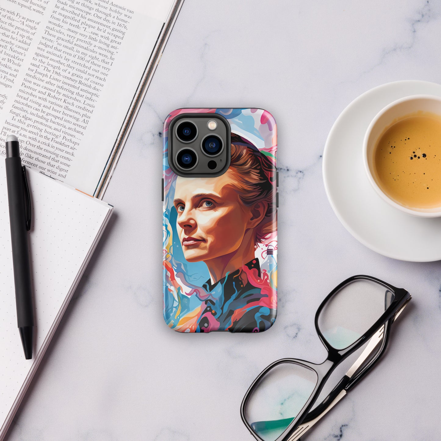 Coque d'iPhone® rigide : Marie Curie, rayonnement scientifique