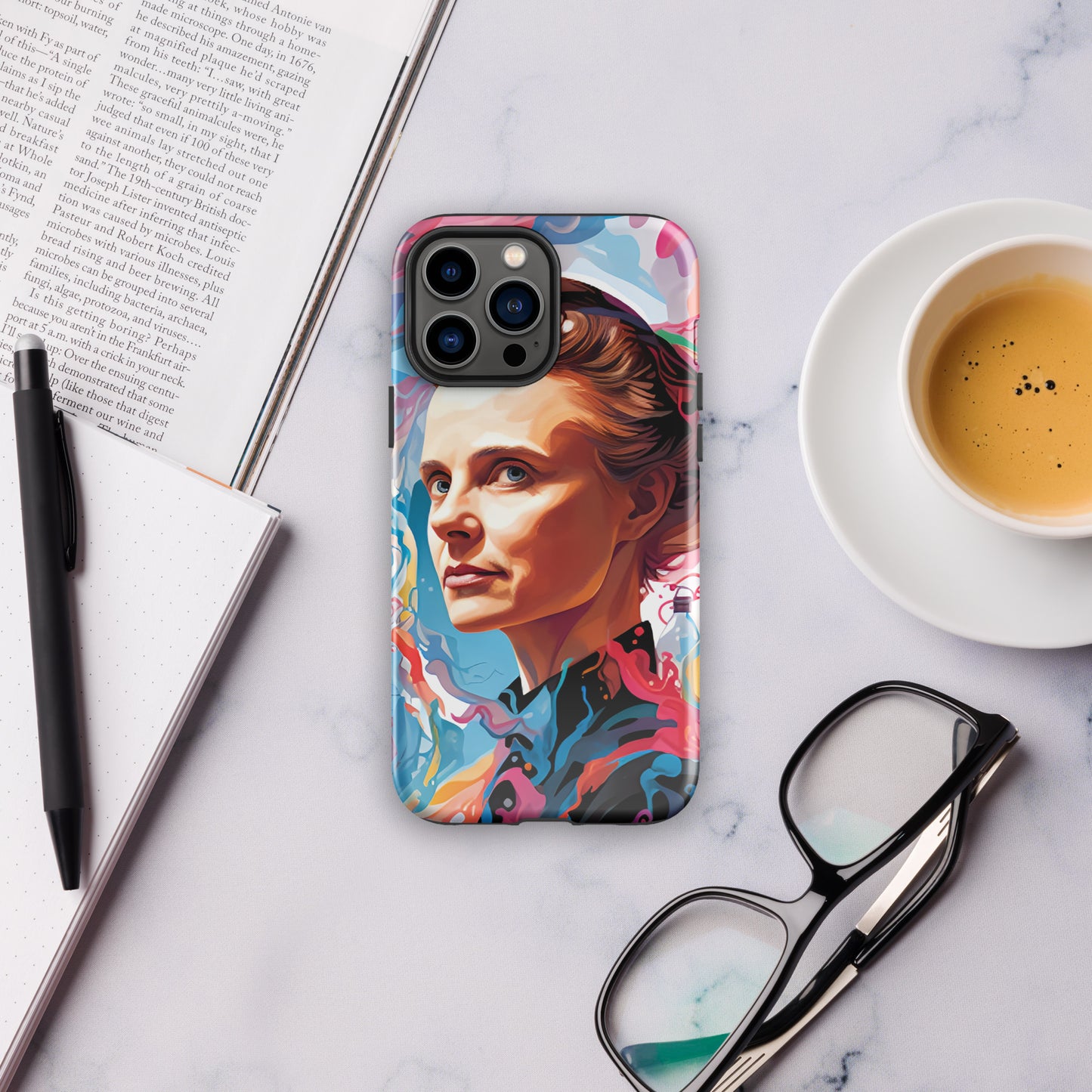 Coque d'iPhone® rigide : Marie Curie, rayonnement scientifique