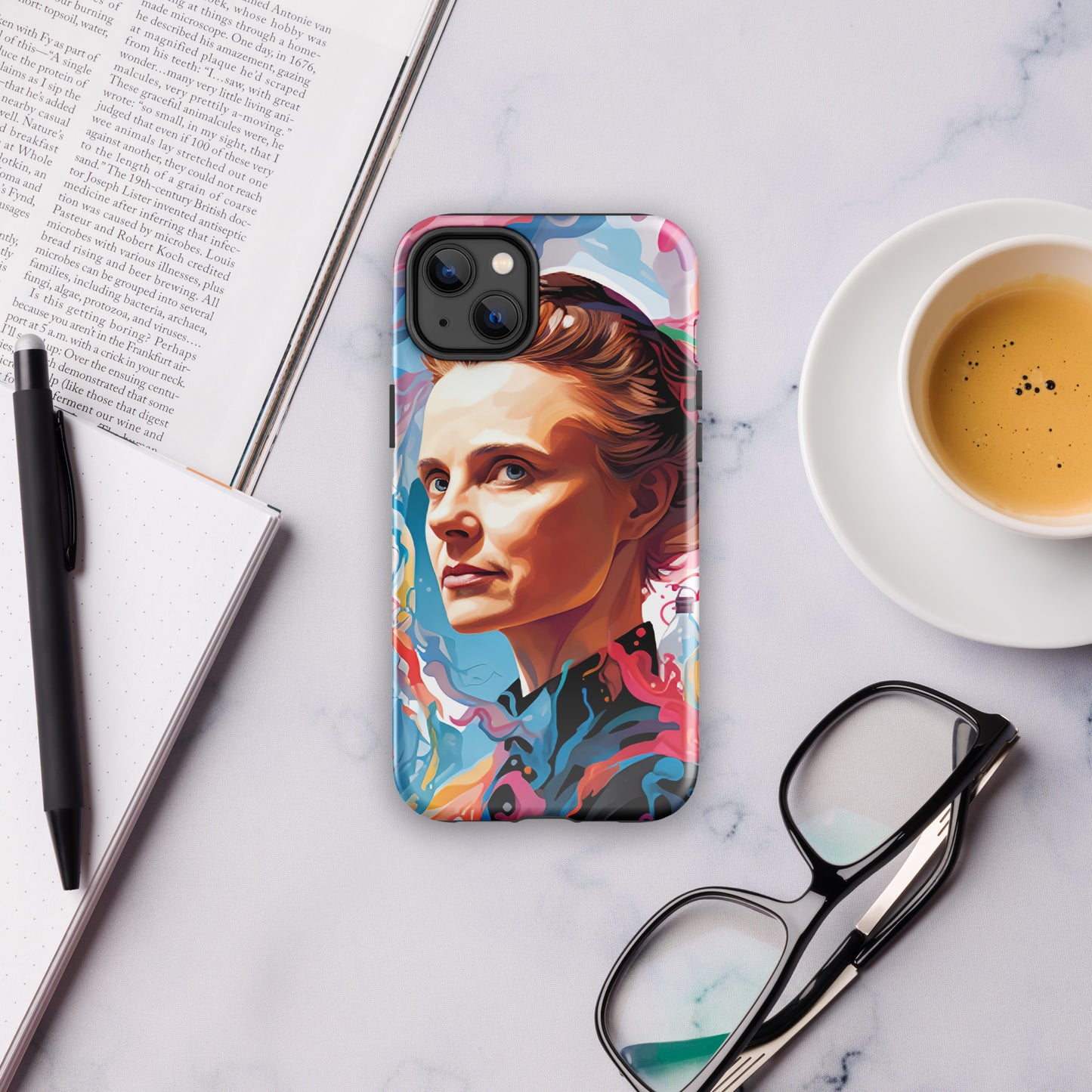 Coque d'iPhone® rigide : Marie Curie, rayonnement scientifique