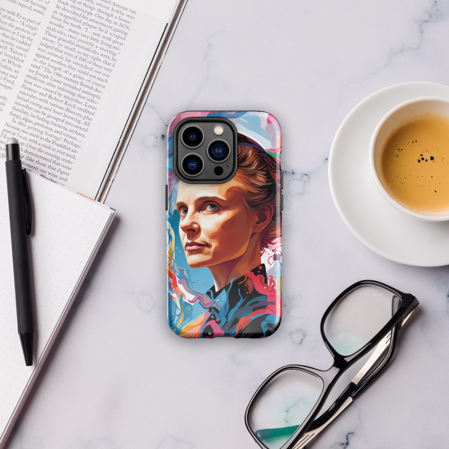 Coque d'iPhone® rigide : Marie Curie, rayonnement scientifique