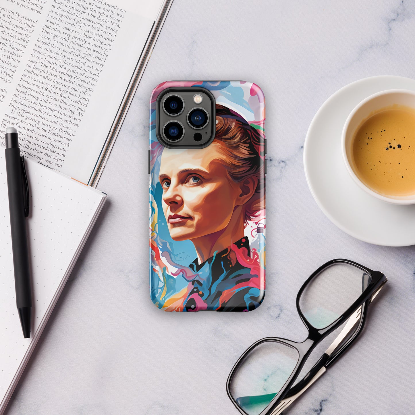 Coque d'iPhone® rigide : Marie Curie, rayonnement scientifique