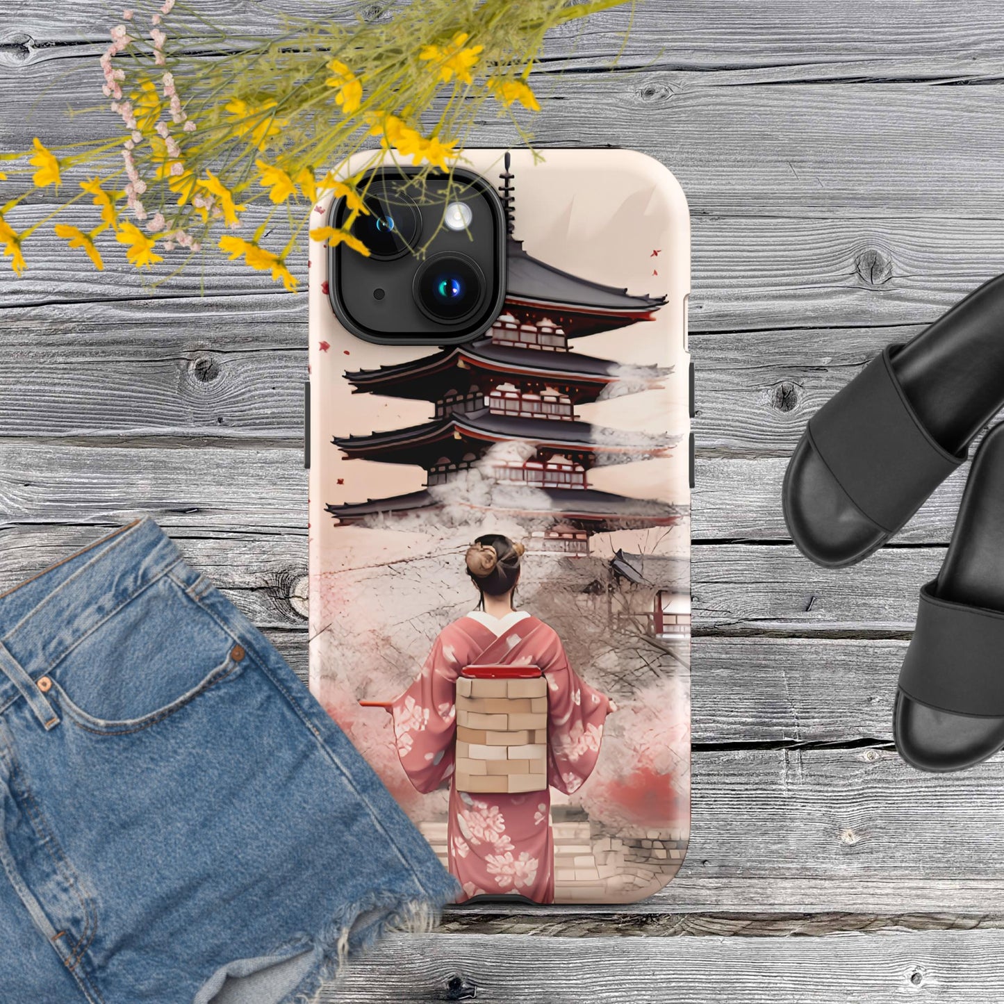 Coque d'iPhone® rigide : Kyoto, Geisha en rose