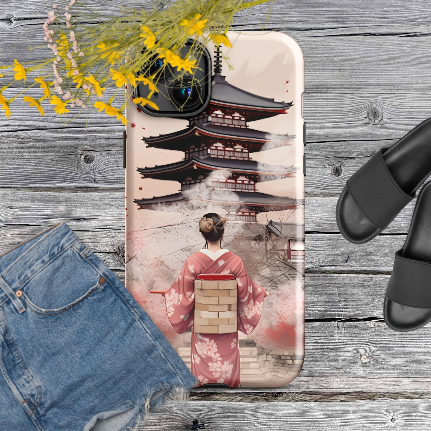 Coque d'iPhone® rigide : Kyoto, Geisha en rose