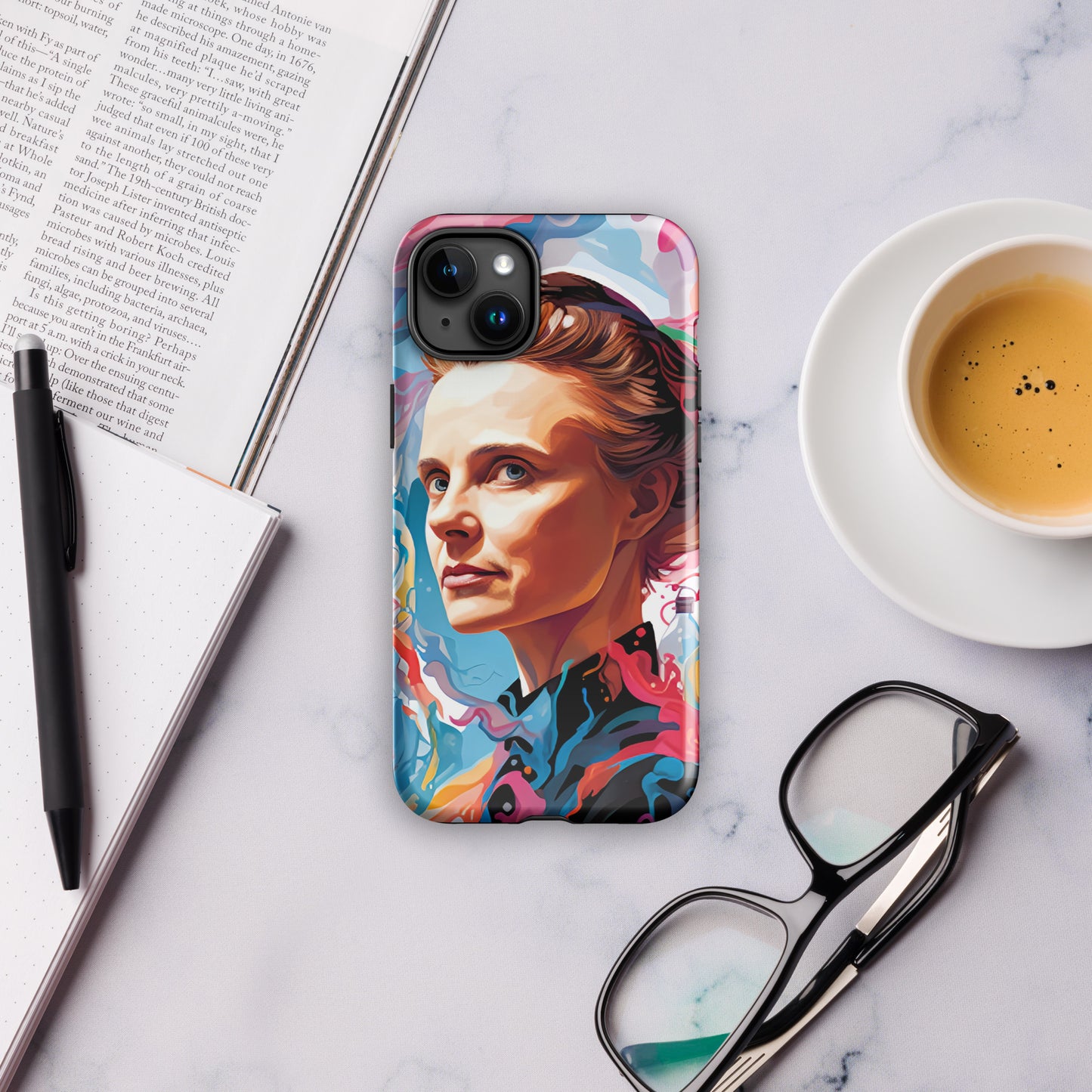 Coque d'iPhone® rigide : Marie Curie, rayonnement scientifique