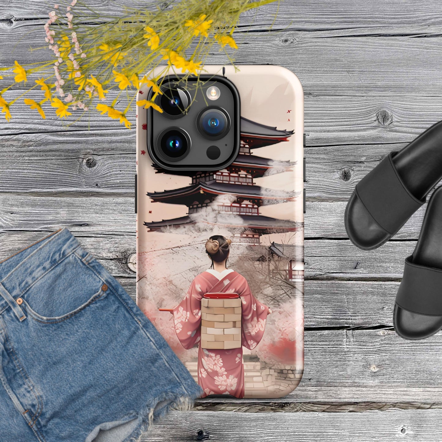 Coque d'iPhone® rigide : Kyoto, Geisha en rose