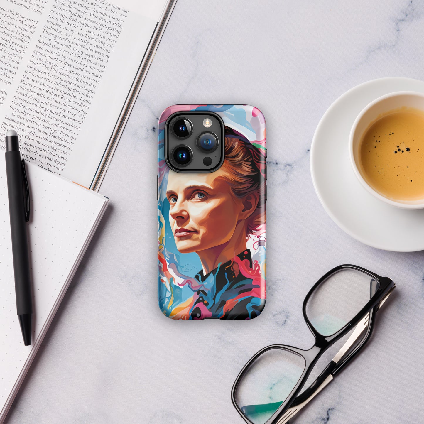 Coque d'iPhone® rigide : Marie Curie, rayonnement scientifique