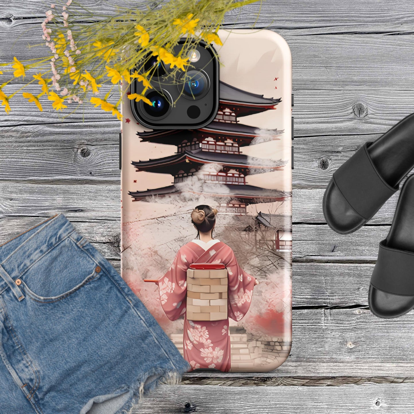 Coque d'iPhone® rigide : Kyoto, Geisha en rose