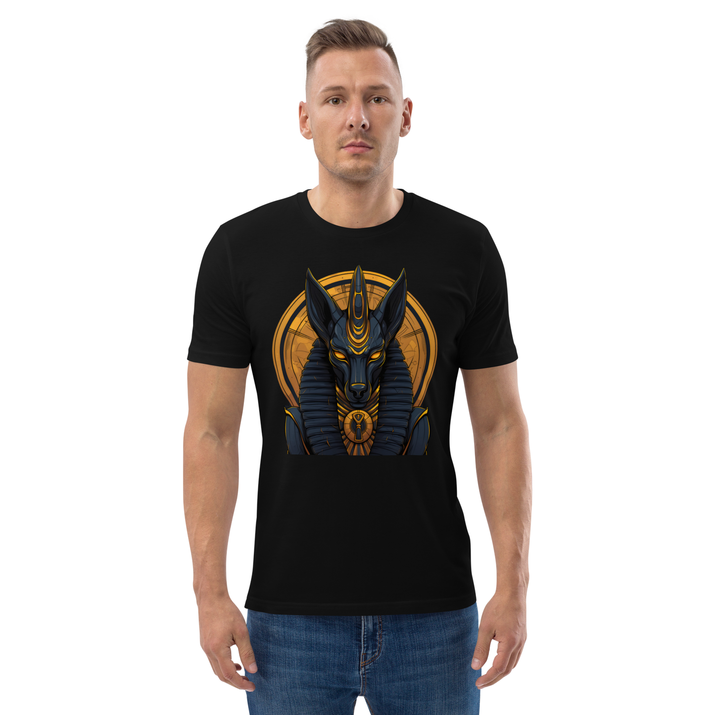 T-shirt unisexe en coton biologique : Anubis, Dieu de la mort et de la renaissance