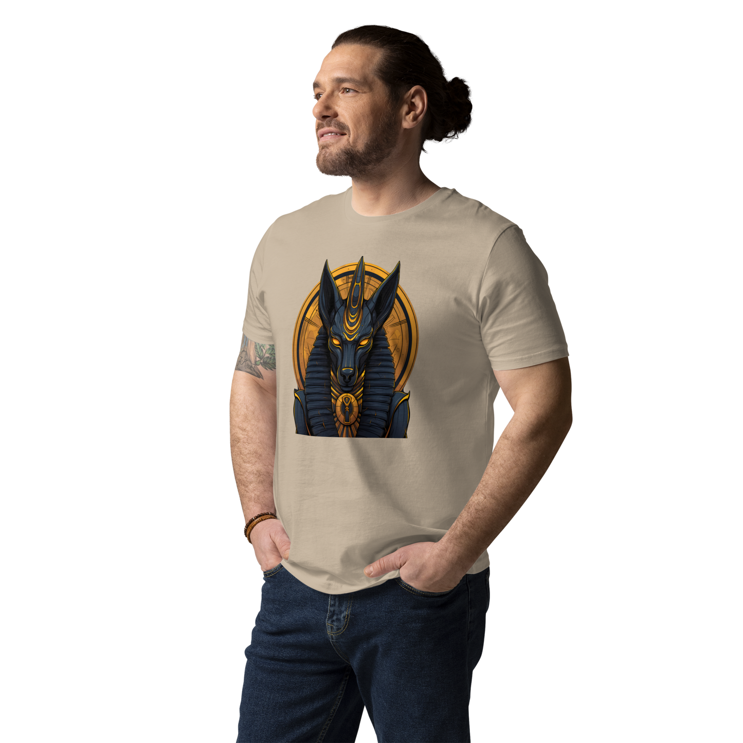 T-shirt unisexe en coton biologique : Anubis, Dieu de la mort et de la renaissance