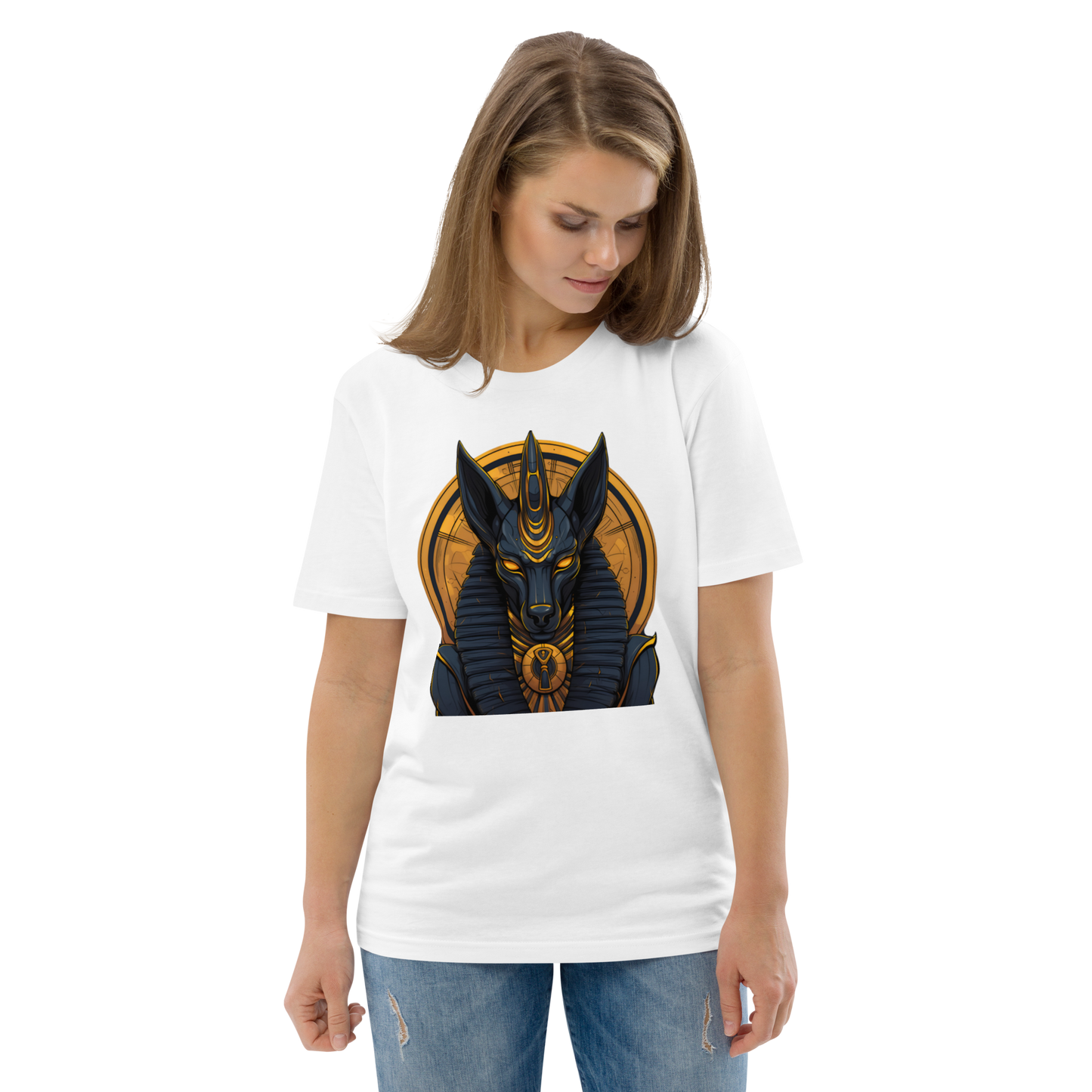 T-shirt unisexe en coton biologique : Anubis, Dieu de la mort et de la renaissance