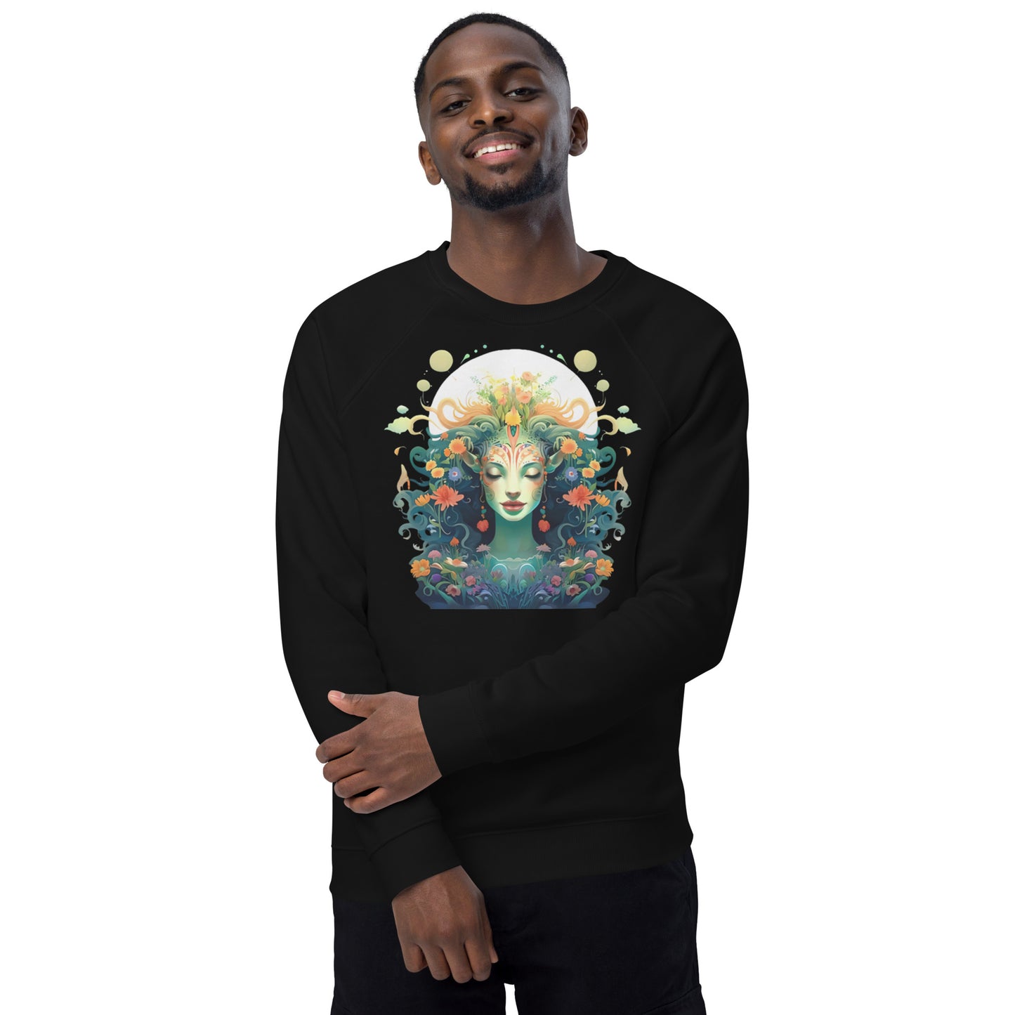 Sweatshirt écologique raglan unisexe : Hathor, déesse originelle