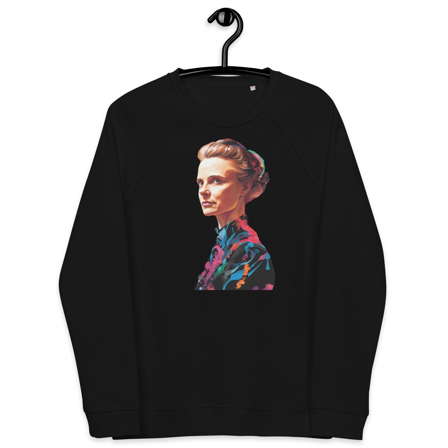 Sweatshirt écologique raglan unisexe : Marie Curie, rayonnement scientifique