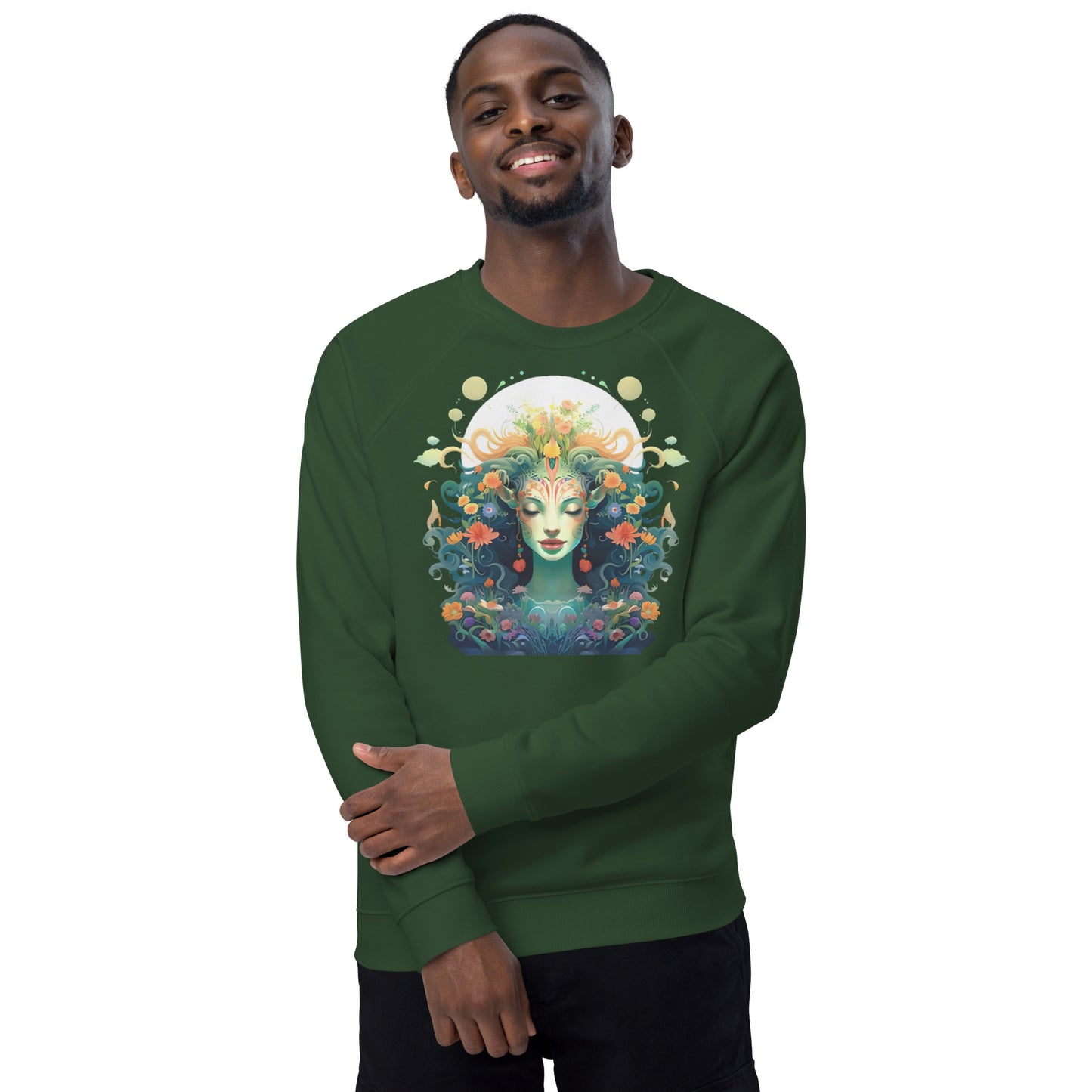 Sweatshirt écologique raglan unisexe : Hathor, déesse originelle