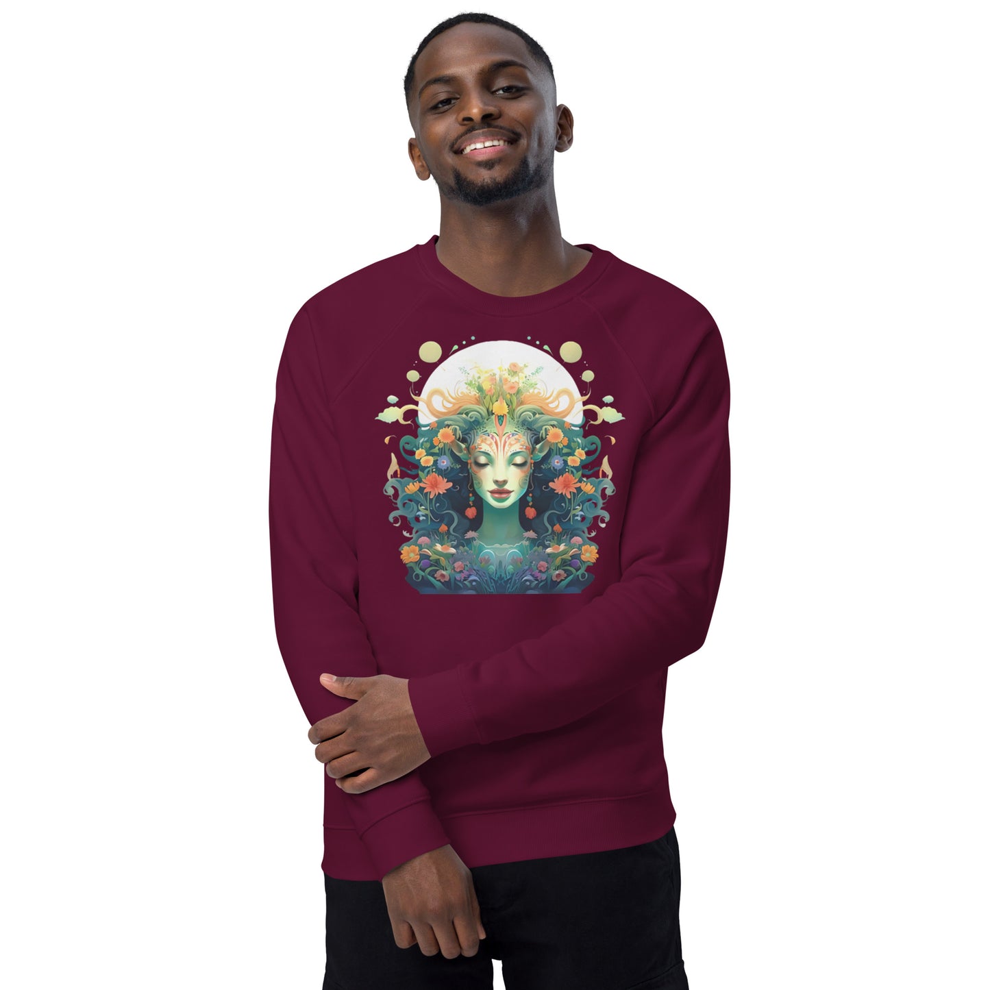 Sweatshirt écologique raglan unisexe : Hathor, déesse originelle