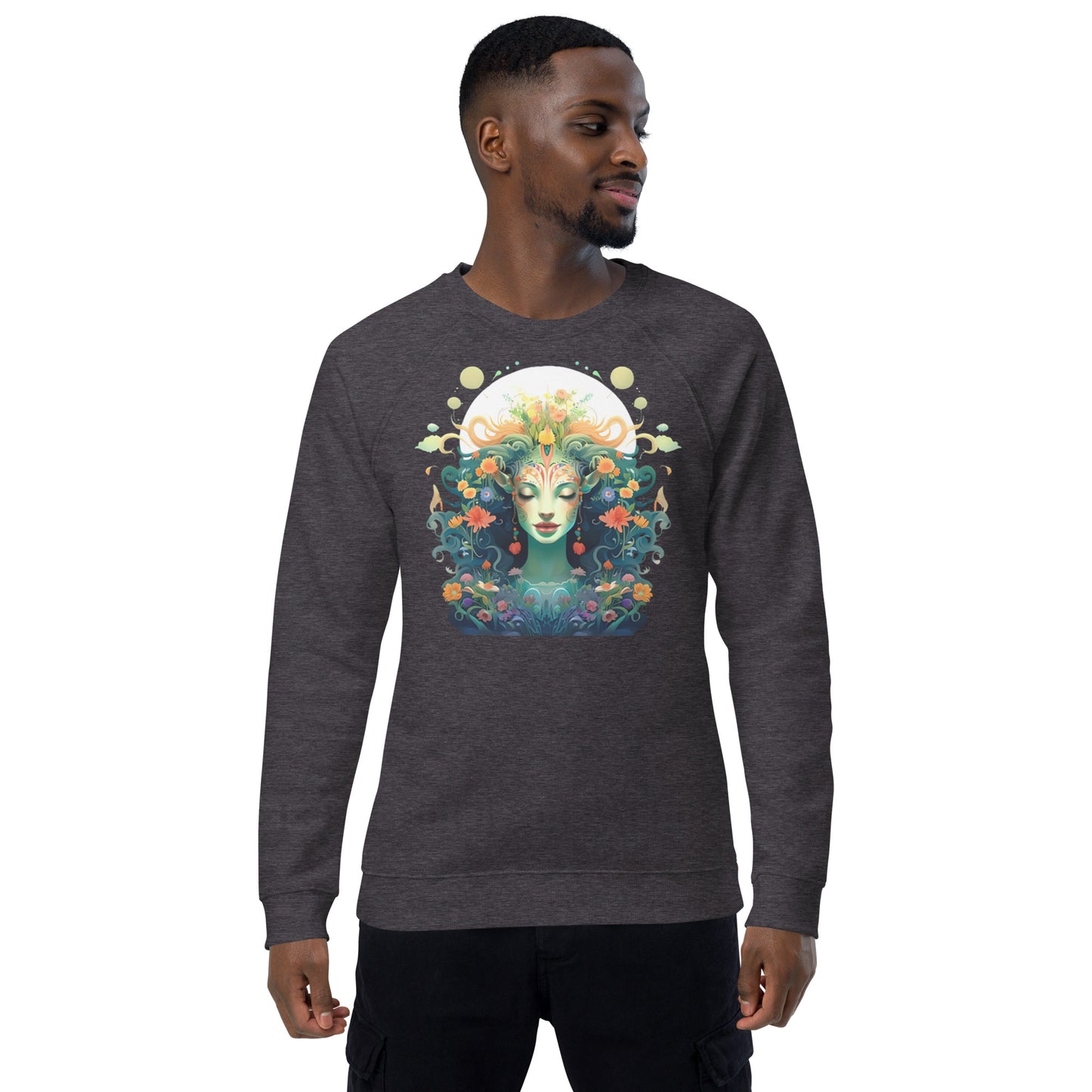 Sweatshirt écologique raglan unisexe : Hathor, déesse originelle