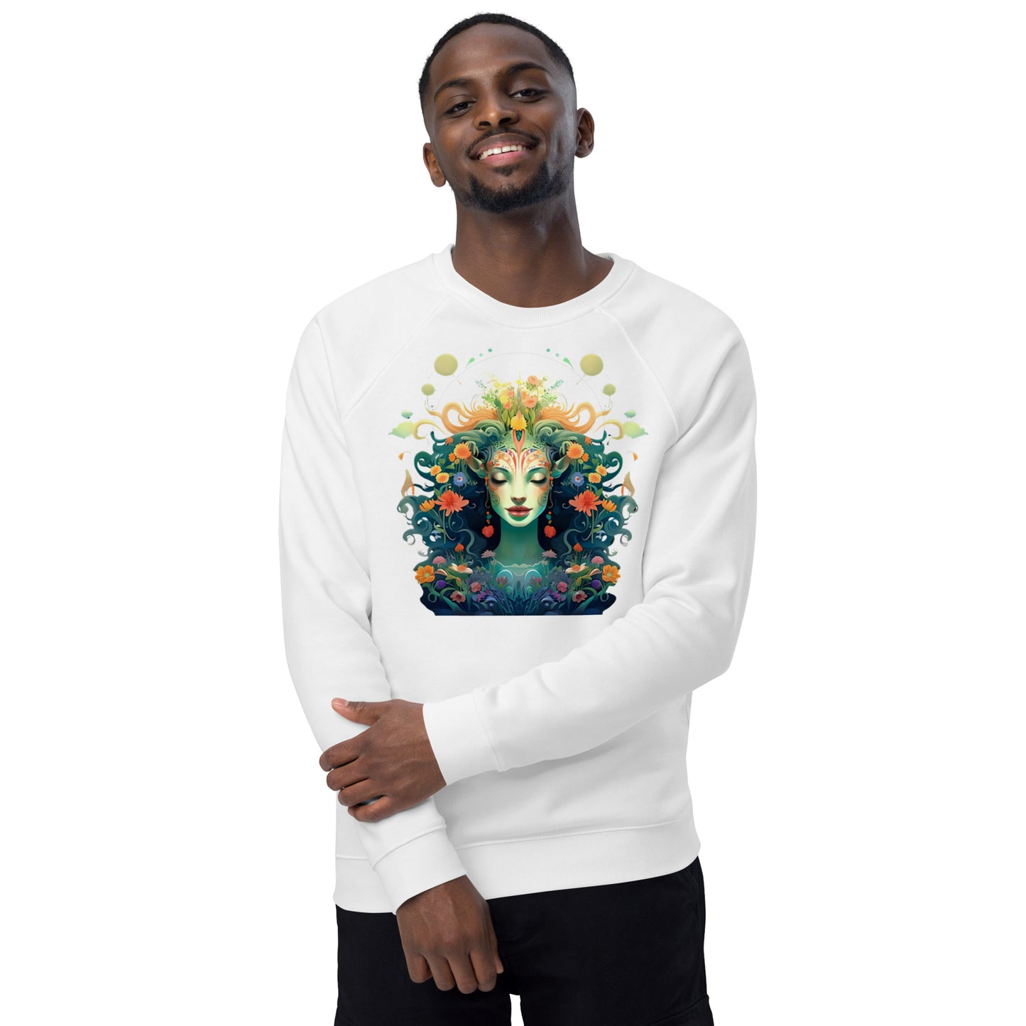 Sweatshirt écologique raglan unisexe : Hathor, déesse originelle