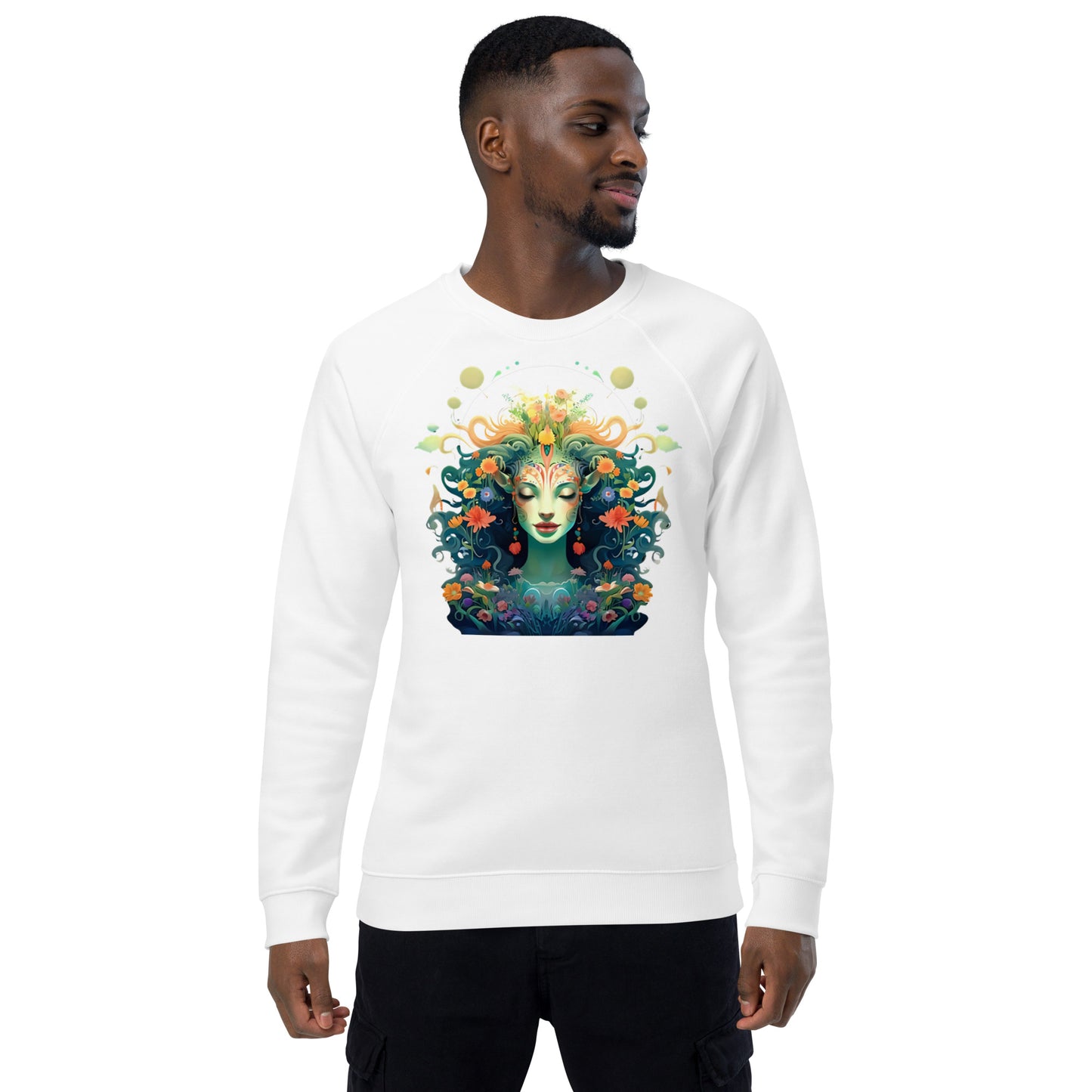 Sweatshirt écologique raglan unisexe : Hathor, déesse originelle